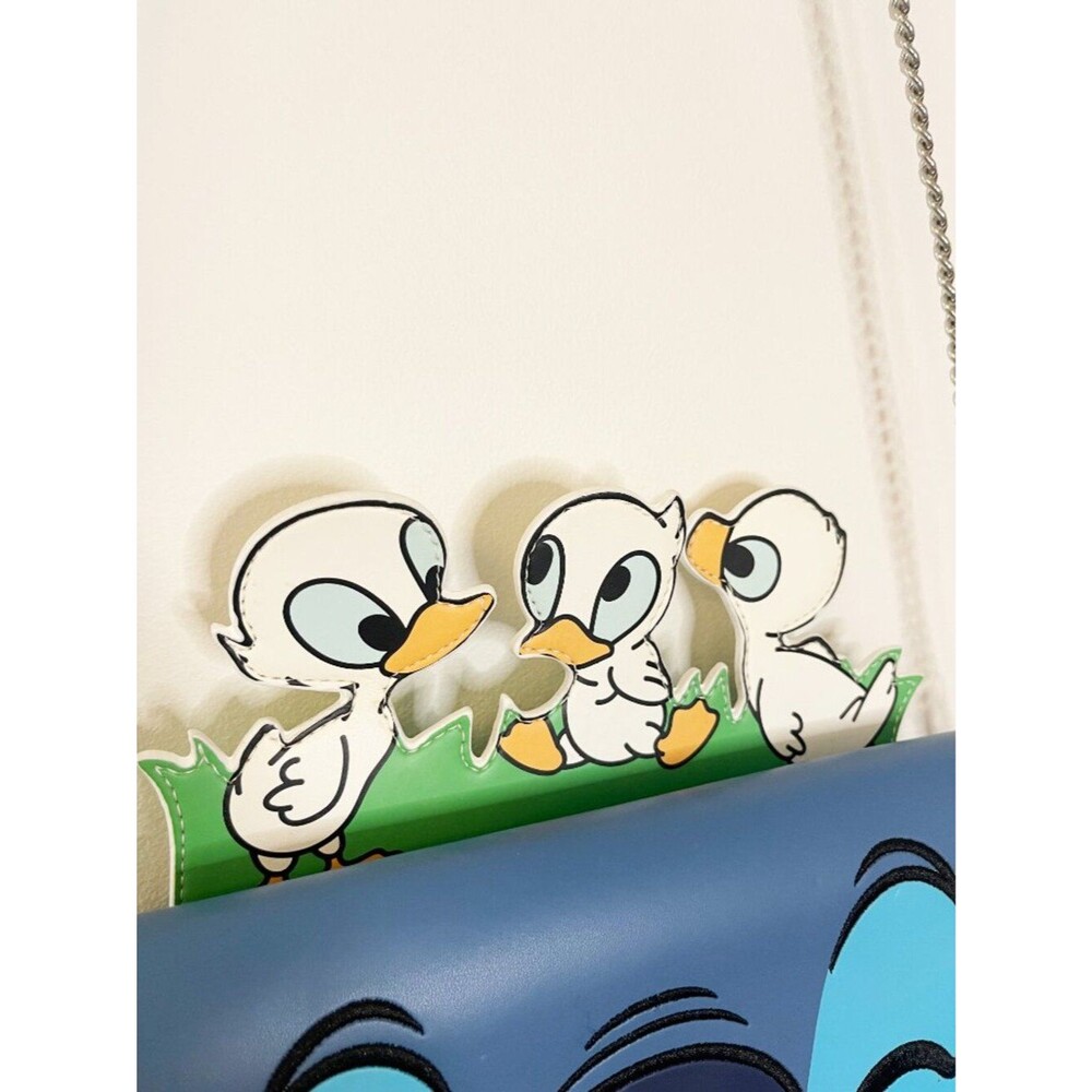 Loungefly Disney Stitch Crossbody Bag Ducklings Blue Faux Leather Chain Strap - Picture 4 of 8